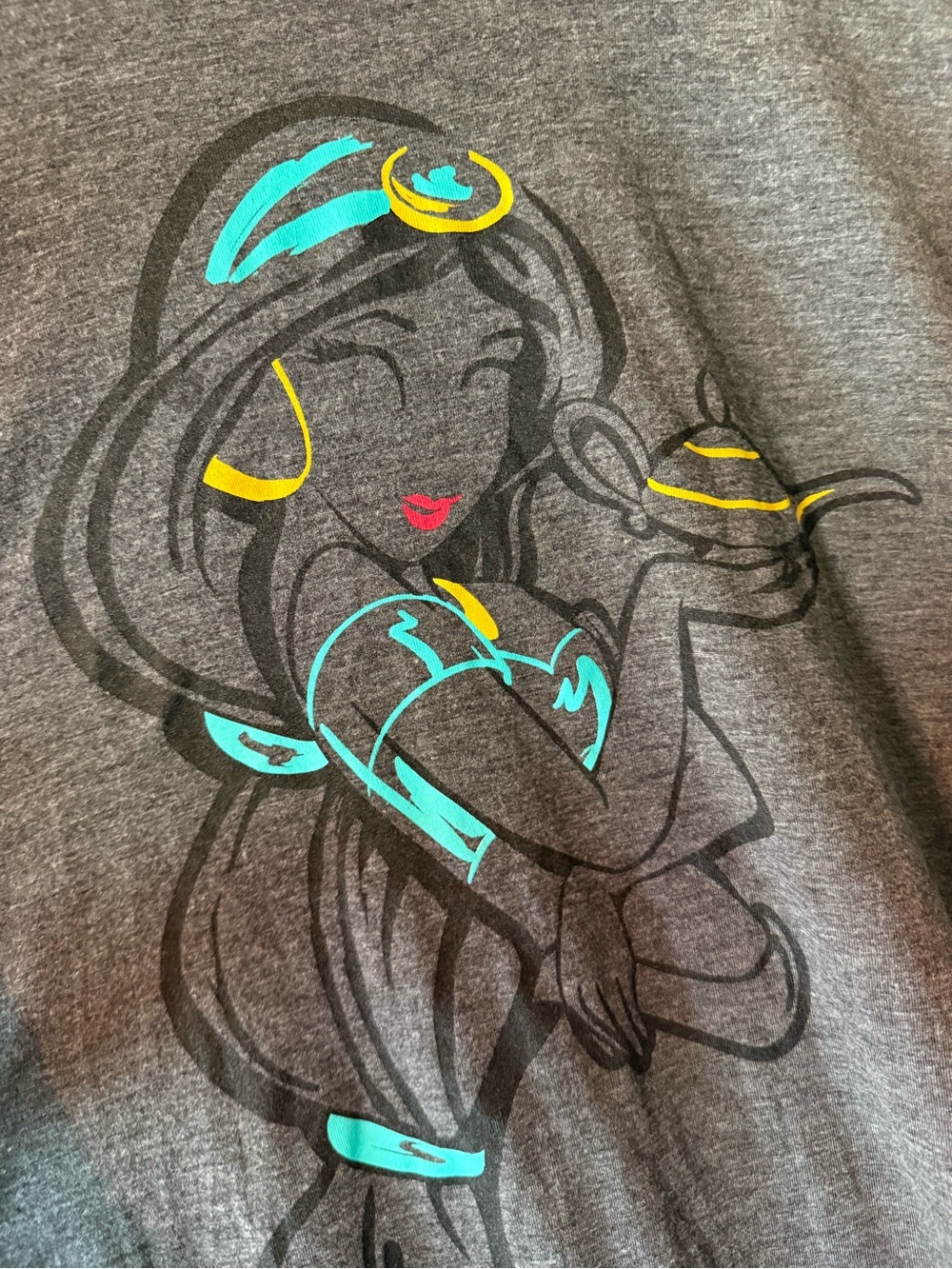 Disney Gray Graphic Tee with Princess Jasmine Illustration